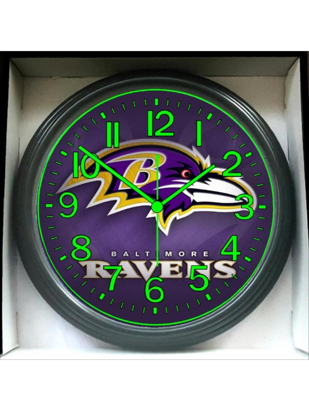 Baltimore Ravens NFL Football Glow In The Dark Wall Clock New!